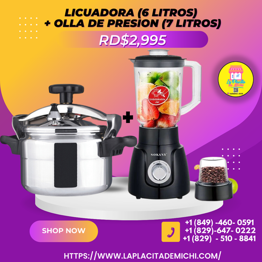 Combo#2 

1 Olla a Presión 7 Litros + 
1 Licuadora Sokany (SK-185)