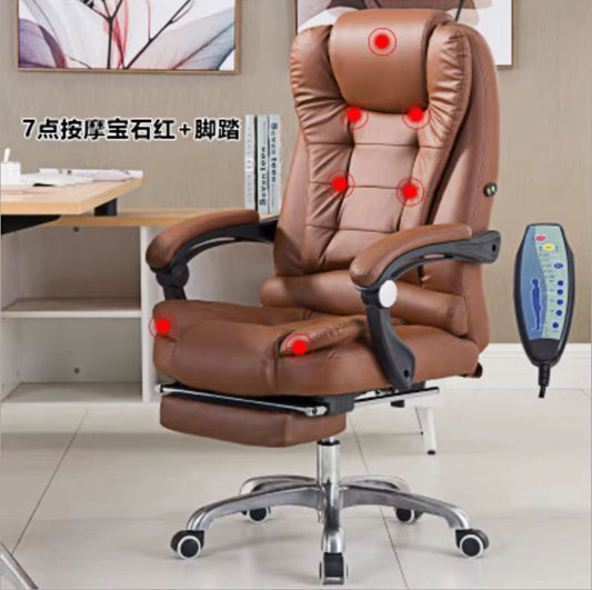 🟤 Silla Ejecutiva con Masajeador y Reposapiés (Color Marrón)