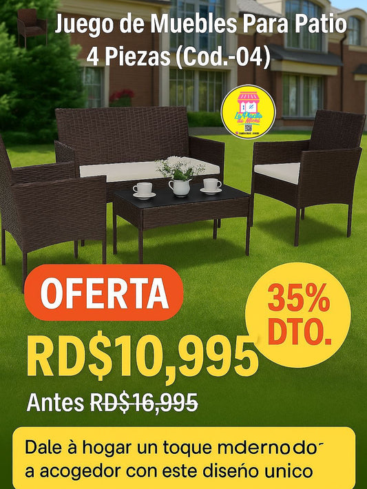🌿 Juego de Muebles Para Patio 4 Piezas (Cod.-04) 🌞