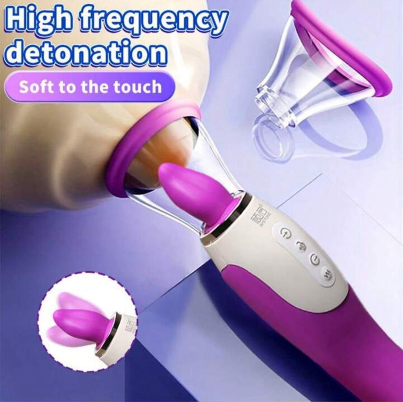 Consolador Vibrador de Lengua,Succionador de Pezon y Succionador de Clitoris