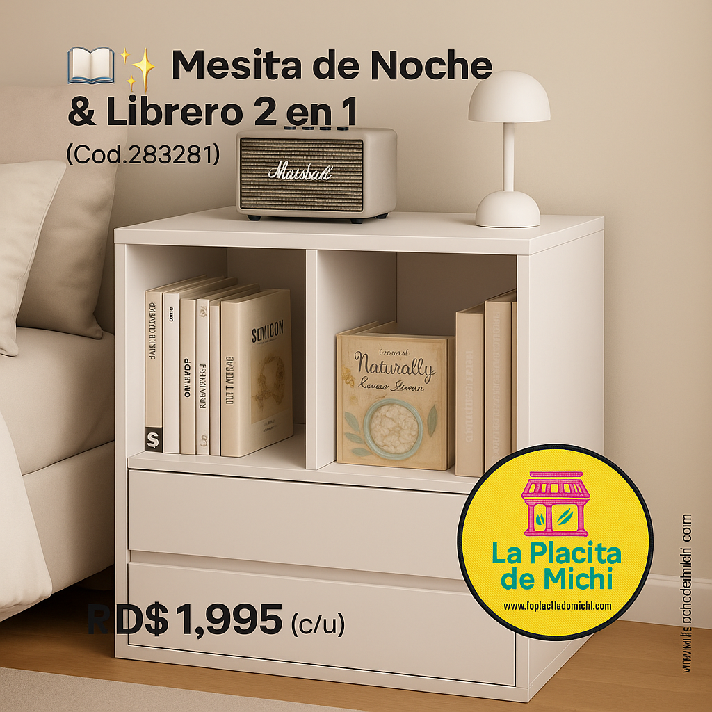 📖✨ Mesita de Noche & Librero 2 en 1
(Cod.283281)
💰RD$1,995 (c/u)