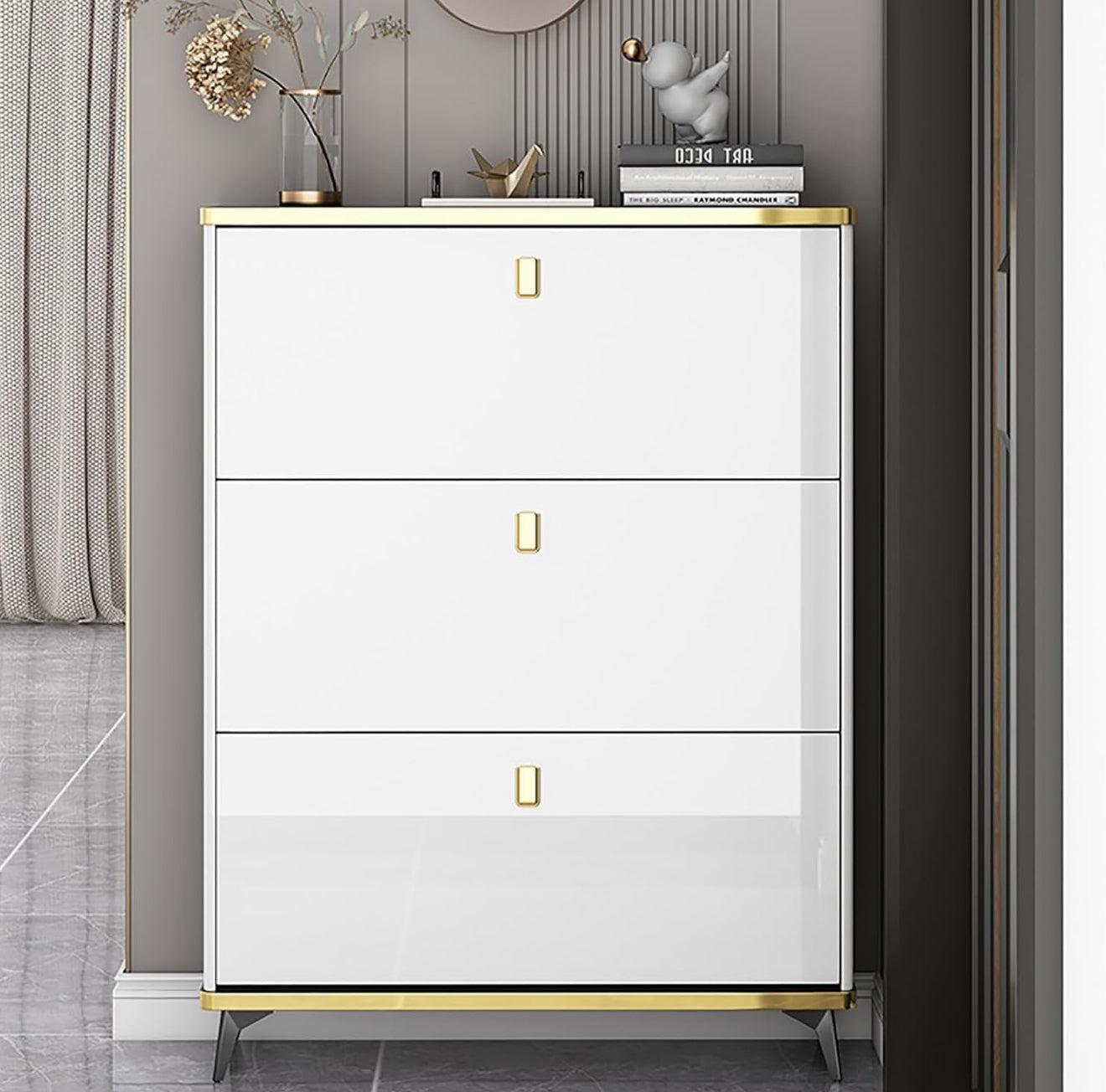 ⭐ Zapatera Premium de 3 Niveles – Diseño Moderno Blanco & Dorado ⭐ (Cod.23861-1)

💰RD$3,495