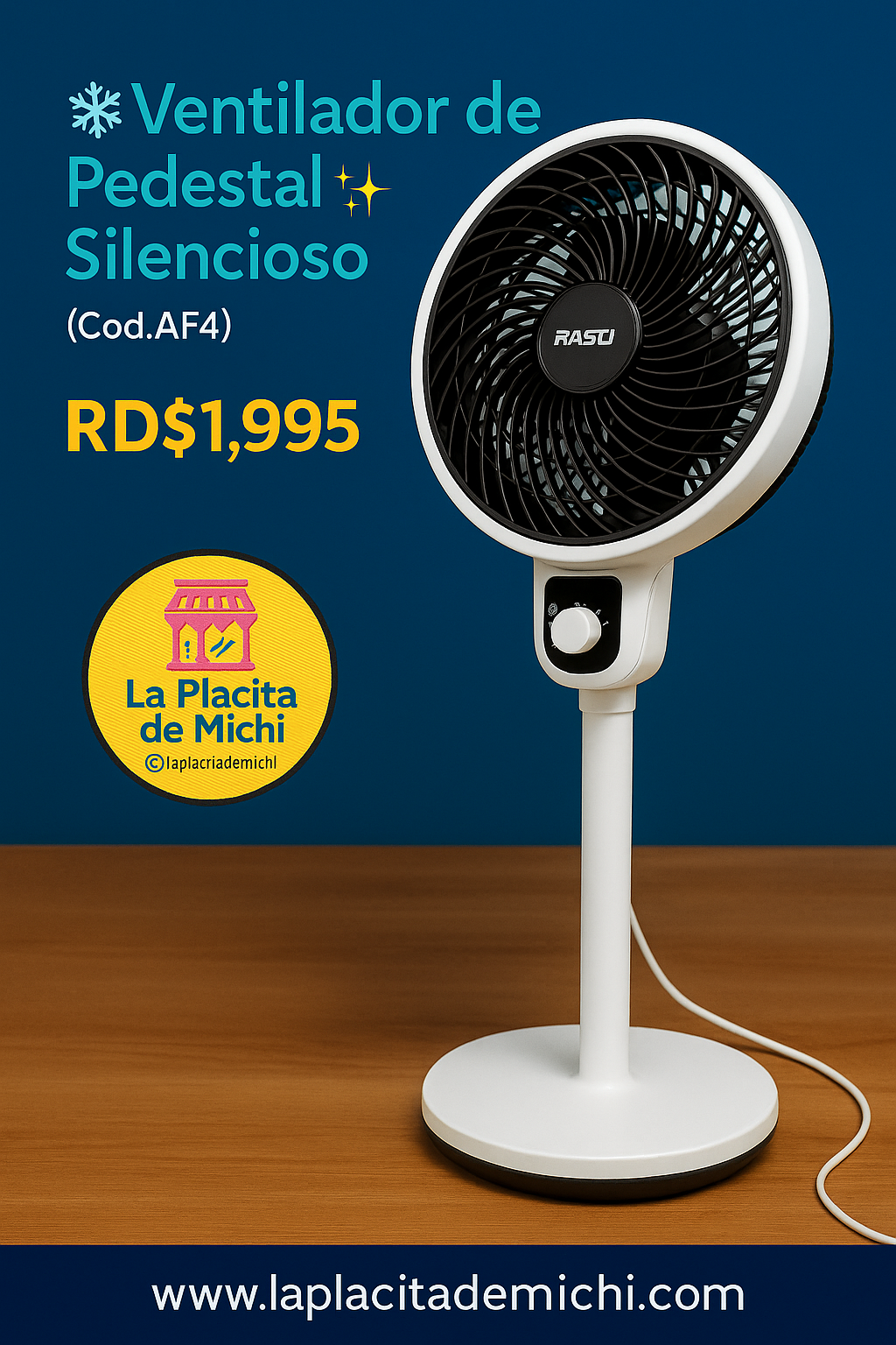 ✨ Abanico Ventilación inteligente
✅ Oscilación 120° | Inclinación 85°

❄️✨ Ventilador de Pedestal Silencioso ✨❄️ (Cod.AF4)