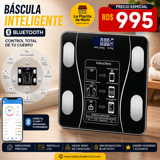 ⚖️📲 BÁSCULA INTELIGENTE BLUETOOTH – CONTROL TOTAL DE TU CUERPO 📲⚖️ (Cod. 422) 

💰RD$995