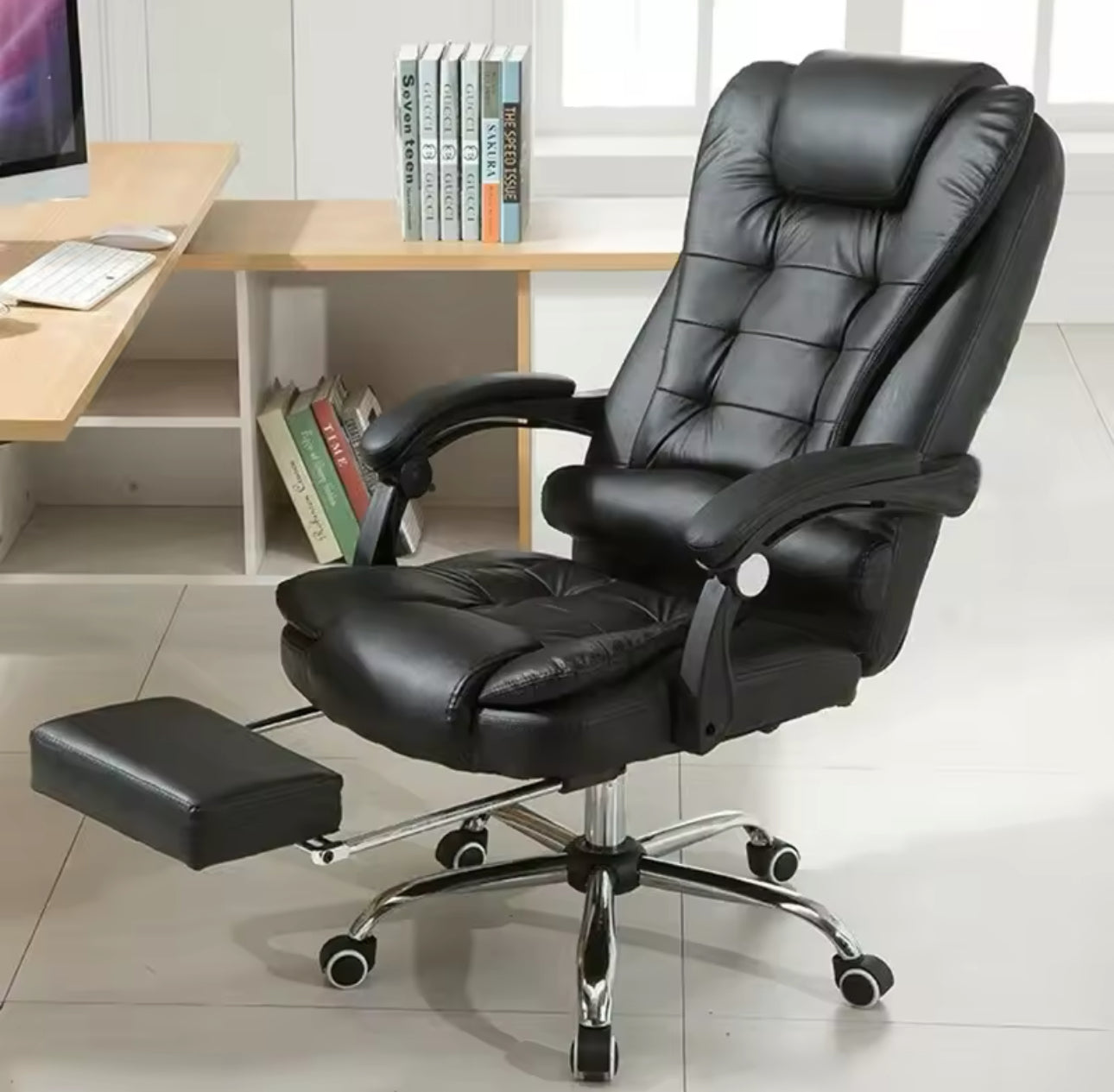 Silla Ejecutiva Con Masajeador y Reposa Pies