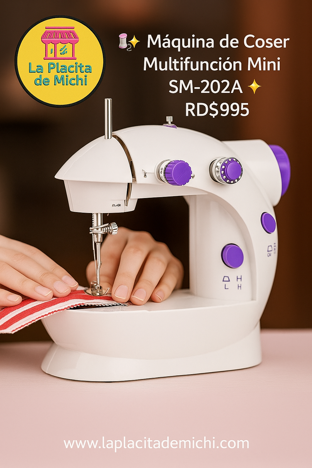 Máquina de coser multifunción Mini SM-202A