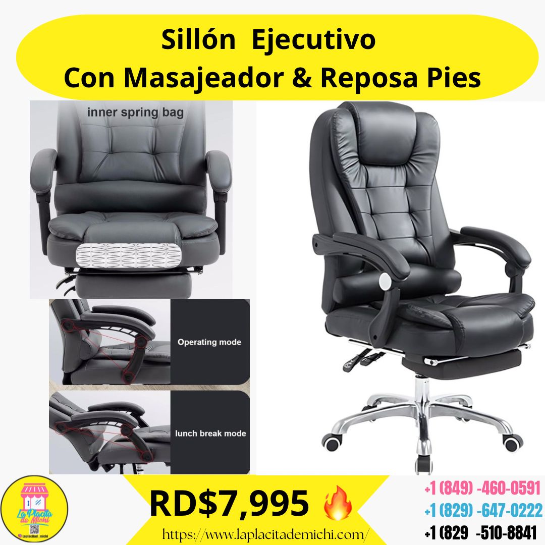 Silla Ejecutiva Con Masajeador y Reposa Pies