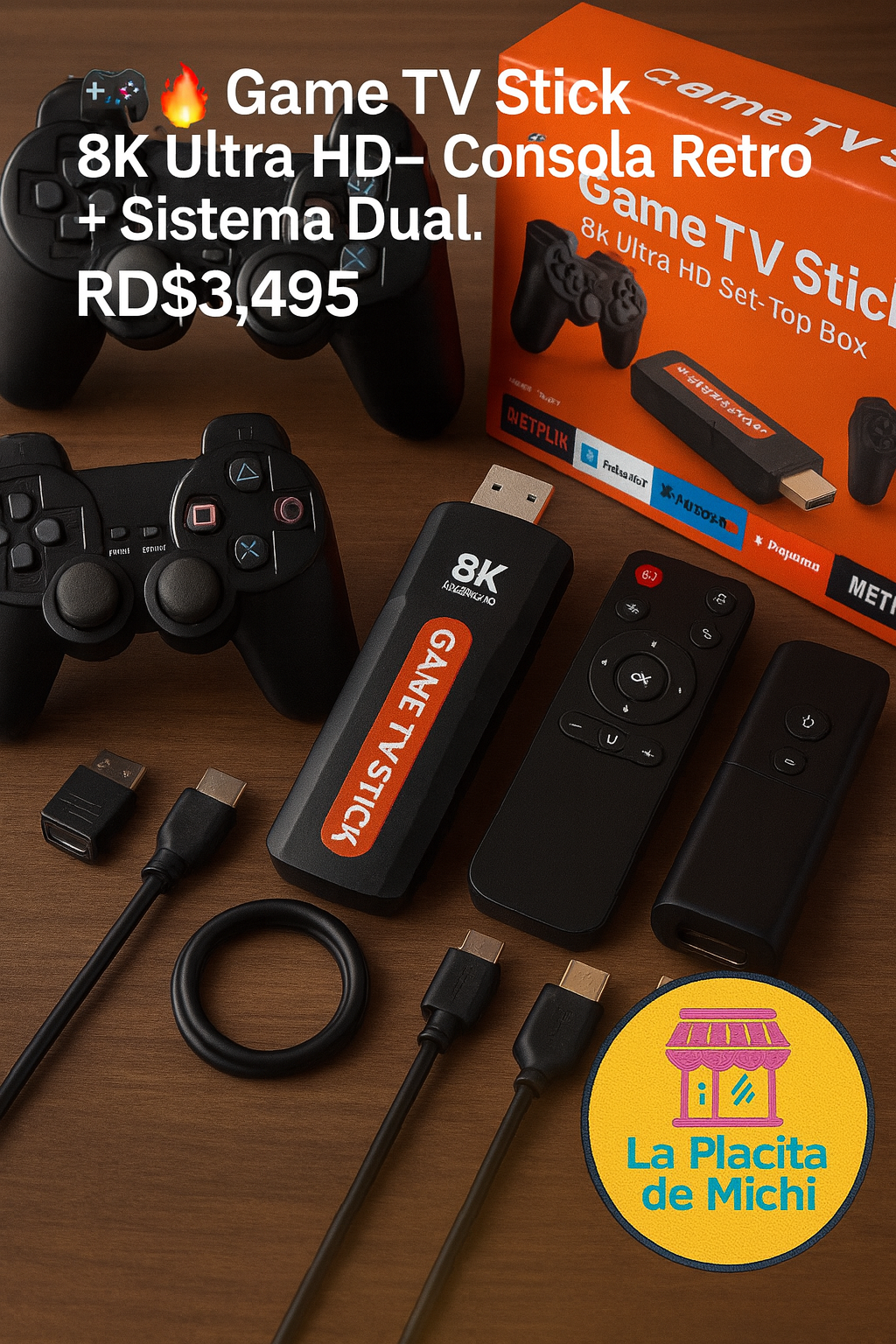🎮🔥 Game TV Stick 8K Ultra HD– Consola Retro + Sistema Dual. (Cod.8Kx2)
💰RD$3,495