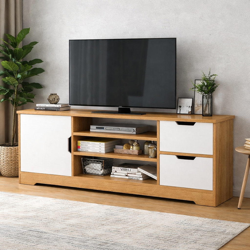 ⭐ Mueble de TV  Blanco con Color 🪵 Amarillo de 120*30*42cm | Lazada PH (Cod.283291-2) 
💰RD$3,495