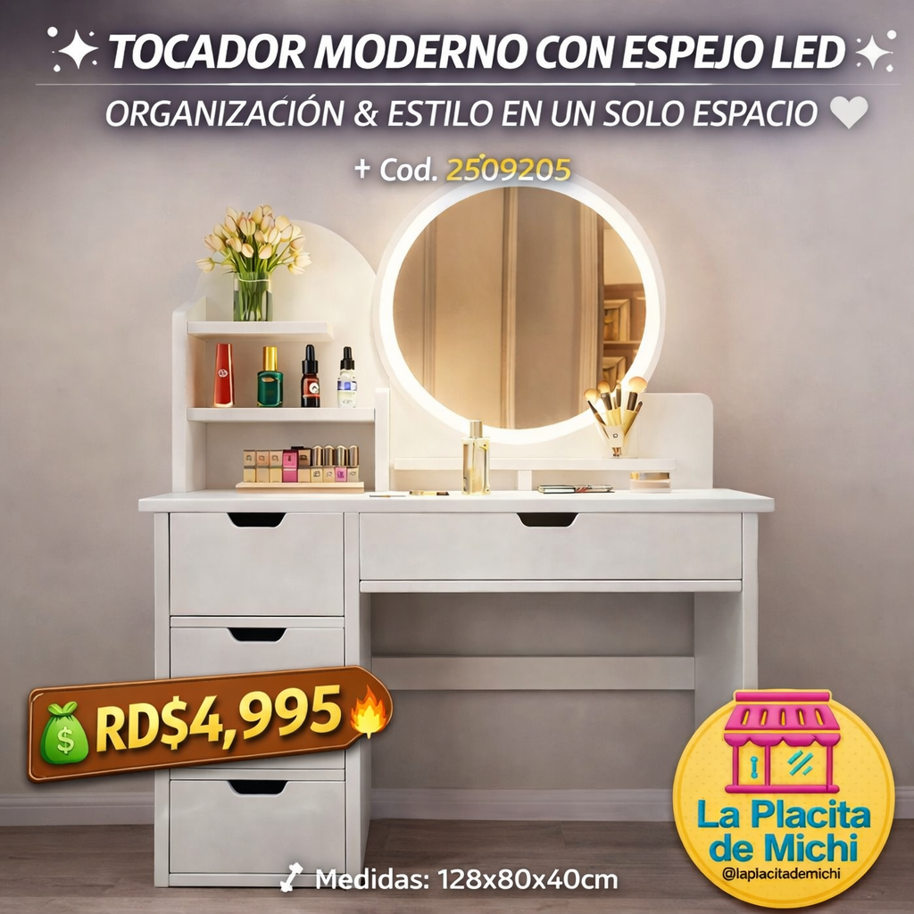 ✨🤍 TOCADOR MODERNO CON ESPEJO LED – ORGANIZACIÓN & ESTILO EN UN SOLO ESPACIO 🤍✨ (Cod. 2509205)

RD$💰4,995 🔥

- Medidas: 128x80x40cm