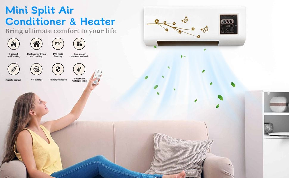 Aire Portátil de Pared 2 en 1 con Calefacción y Control Remoto (Cod.0115)