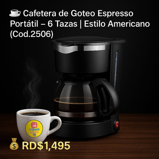 ☕ Cafetera de Goteo Espresso Portátil – 6 Tazas | Estilo Americano (Cod.2506)