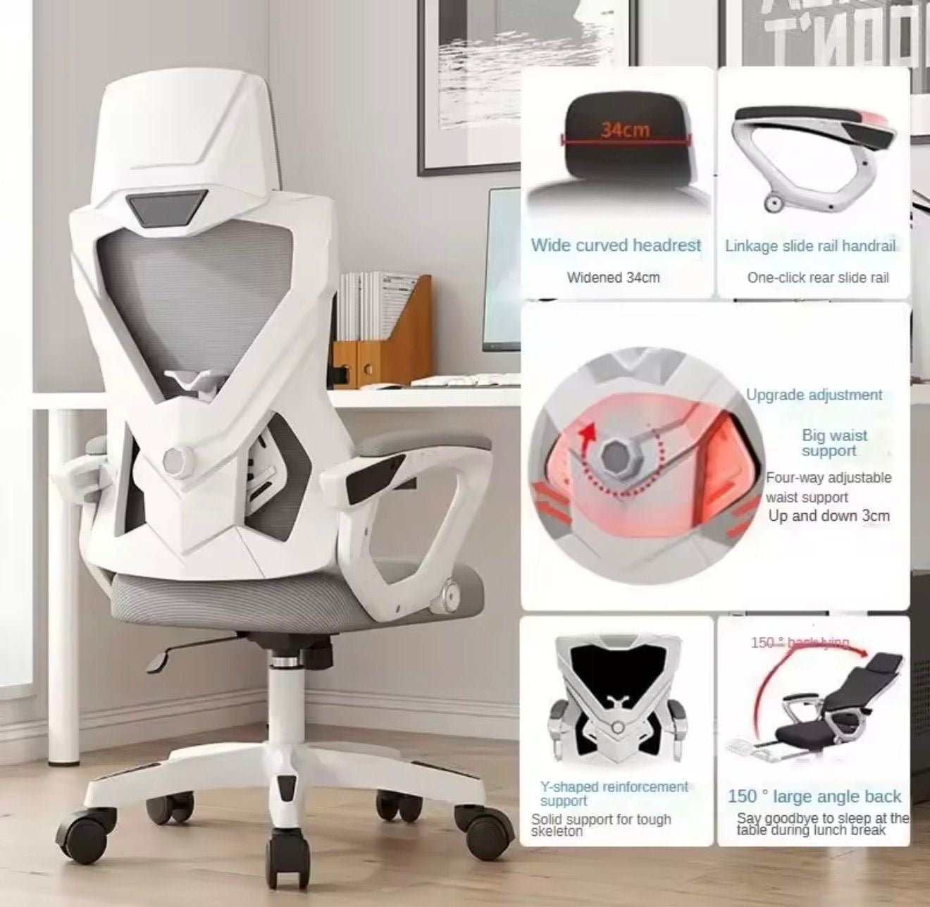 💺✨ SILLA ERGONÓMICA FUTURISTA – COMODIDAD, ESTILO Y SOPORTE TOTAL ✨💺 (Cod. 3231 Blanco con Gris)

💰RD$5,295