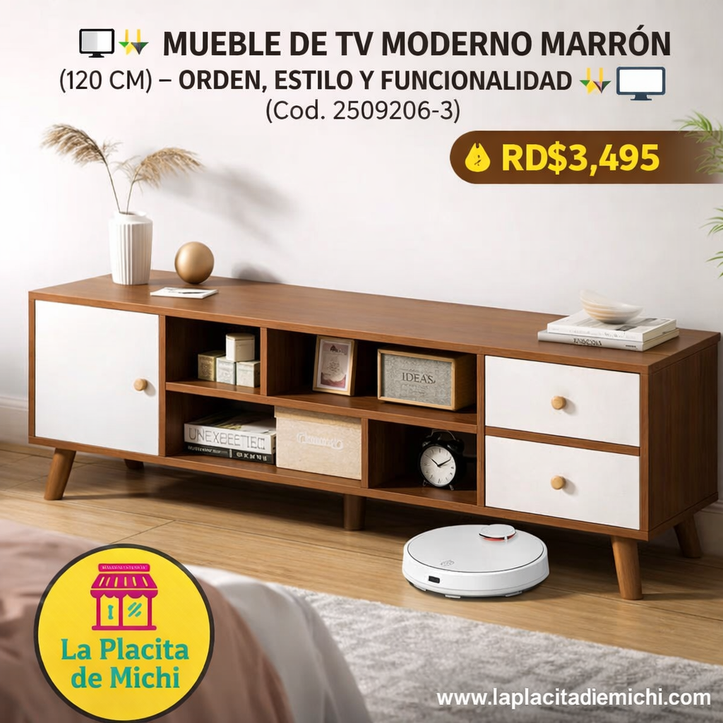 🖥️✨ MUEBLE DE TV MODERNO MARRÓN (120 CM) – ORDEN, ESTILO Y FUNCIONALIDAD ✨🖥️ (Cod. 2509206-3)

💰RD$3,495