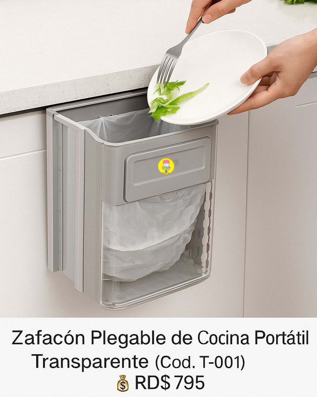 Zafacón Plegable de Cocina Portátil Transparente (Cod.T-001)