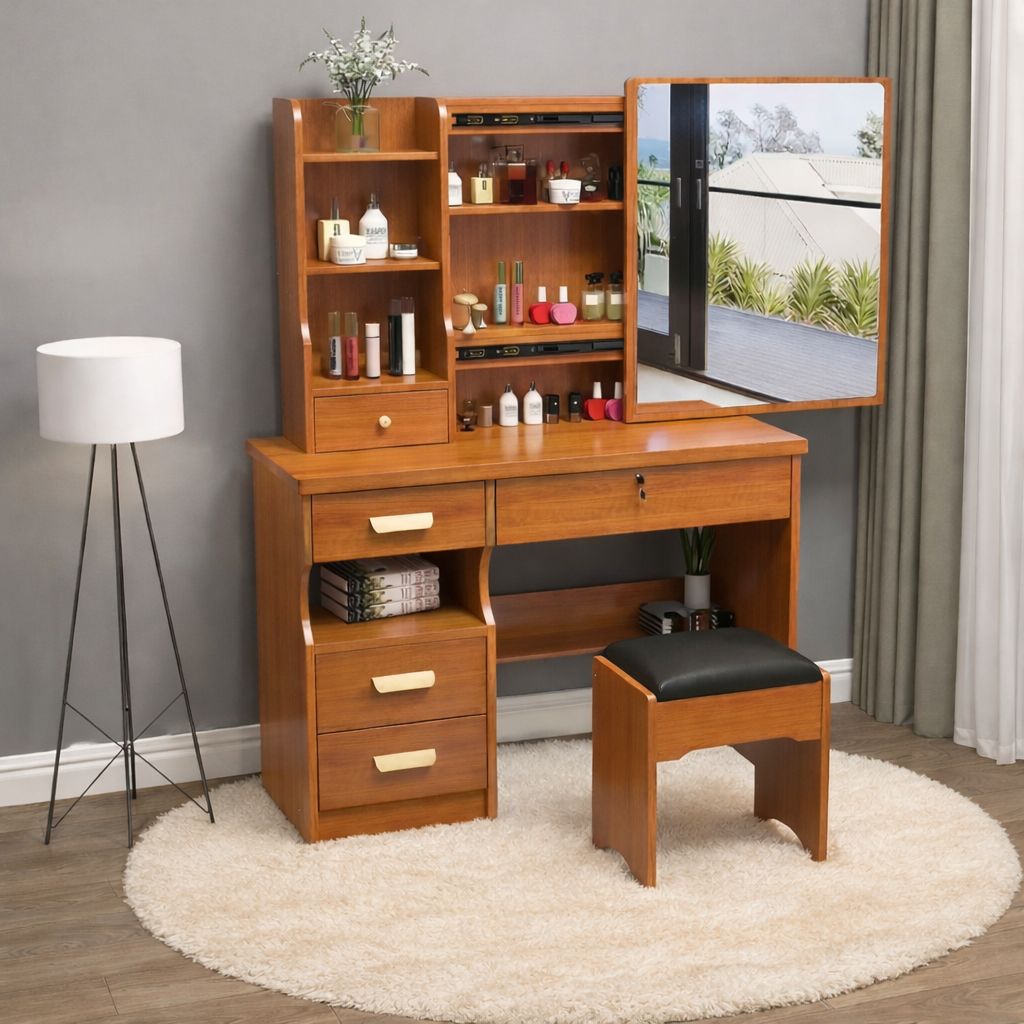 ✨ JUEGO DE TOCADOR CON ESPEJO + TABURETE ✨
(Cod.003-005MA) 
💰RD$5,995