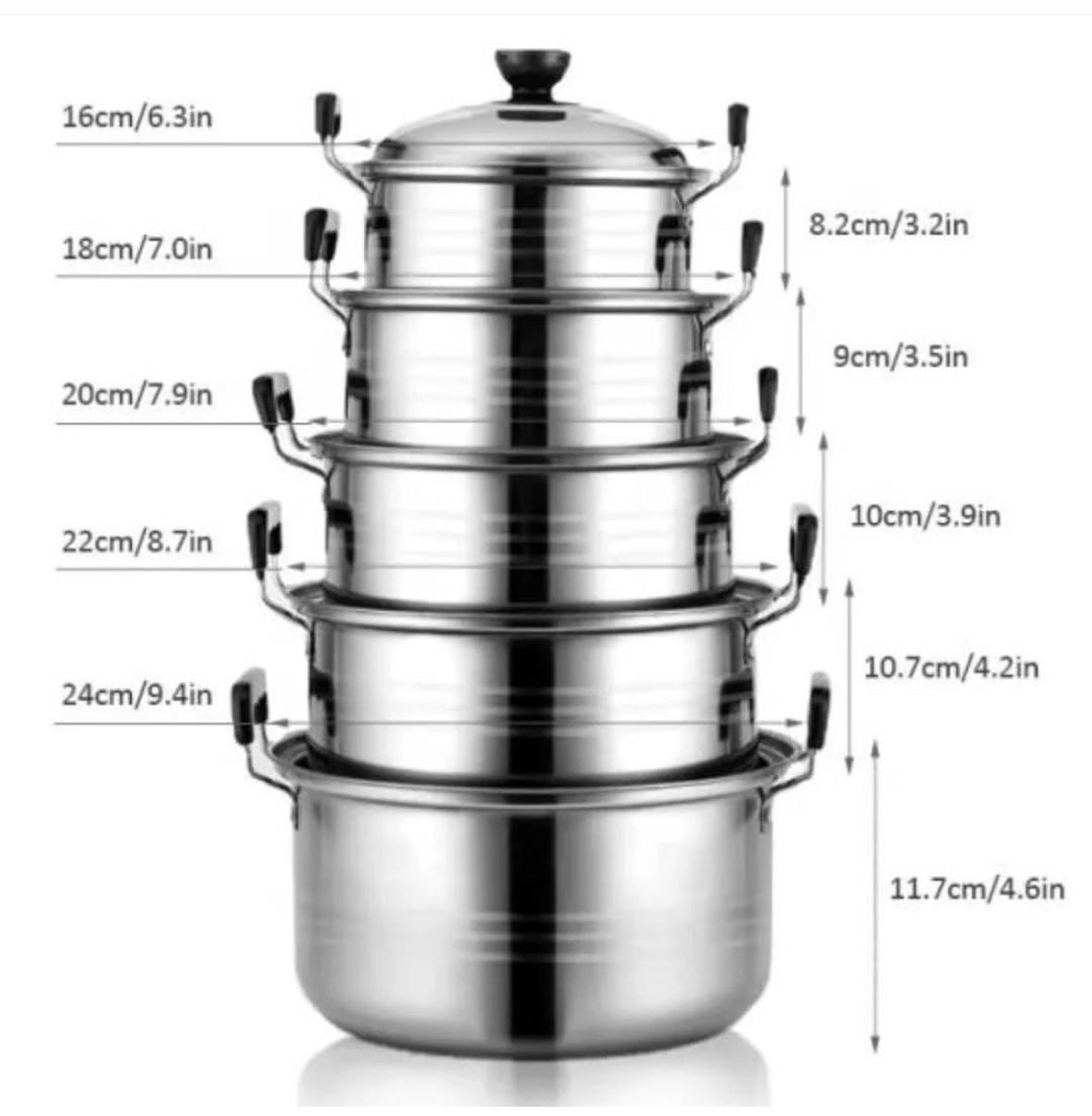 Set de 5 Ollas en Acero Inoxidable (Cod.11-1)