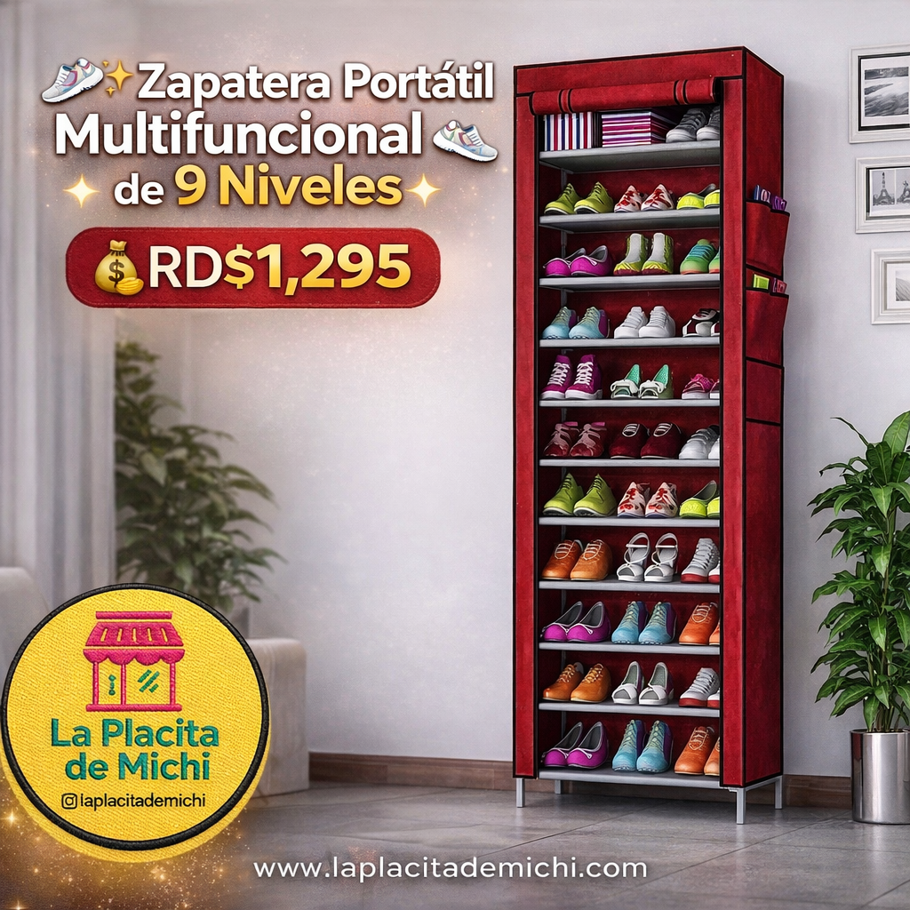 👟✨ Zapatera Portátil Multifuncional de 9 Niveles ✨👟 (Cod. NS-9) 

💰 RD$1,295