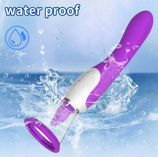 Consolador Vibrador de Lengua,Succionador de Pezon y Succionador de Clitoris