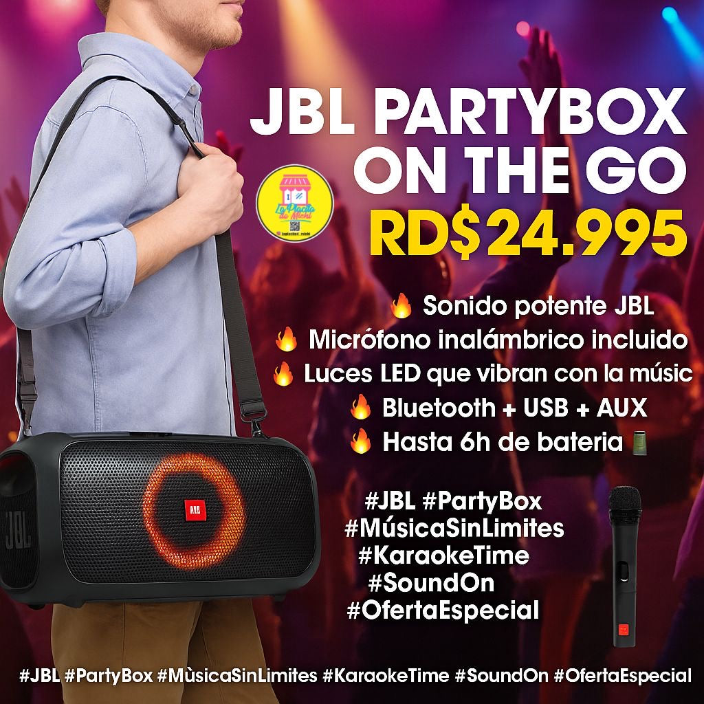 🔊✨ JBL PartyBox On The Go ✨🔊
¡La fiesta va contigo a donde quieras! 🎉🎤