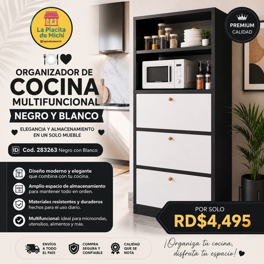 🍽️🖤 ORGANIZADOR DE COCINA MULTIFUNCIONAL NEGRO Y BLANCO – ELEGANCIA Y ALMACENAMIENTO EN UN SOLO MUEBLE 🖤🍽️

🆔 Cod. 283263 Negro con Blanco 

💰 RD$4,495
