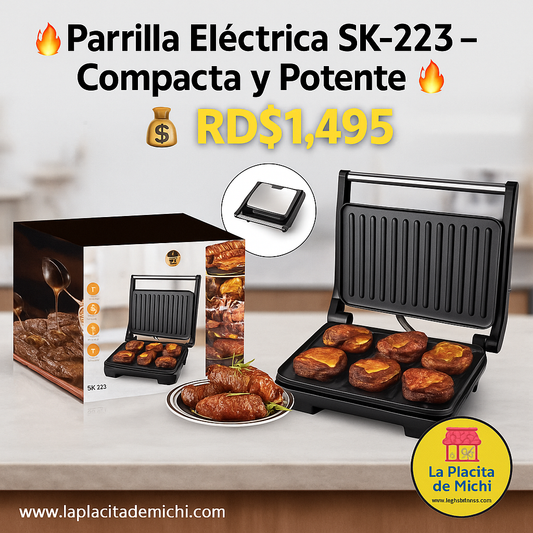 🔥 Parrilla Eléctrica SK-223 – Compacta y Potente 🔥

💰 RD$1,495
