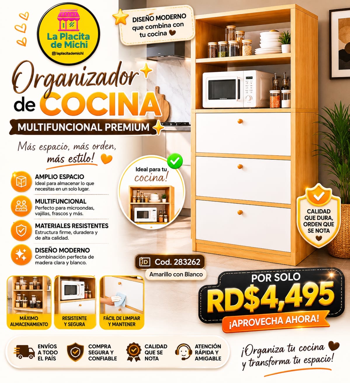🍽️✨ ORGANIZADOR DE COCINA MULTIFUNCIONAL PREMIUM – DISEÑO MODERNO, MÁS ESPACIO Y MÁS ESTILO ✨🍽️

🆔 Cod. 283262 Amarillo con Blanco

💰 RD$4,495