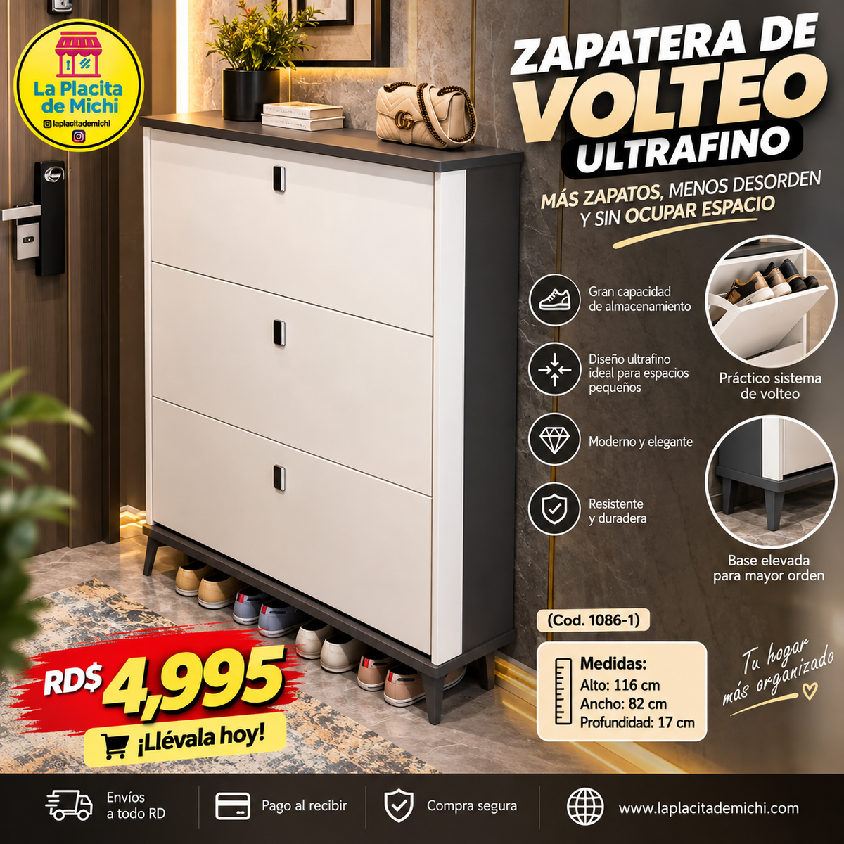 👟✨ ZAPATERA DE VOLTEO ULTRAFINO – MÁS ZAPATOS, MENOS DESORDEN Y SIN OCUPAR ESPACIO ✨👟

(🆔 Cod.1086-1)

💰RD$4,995