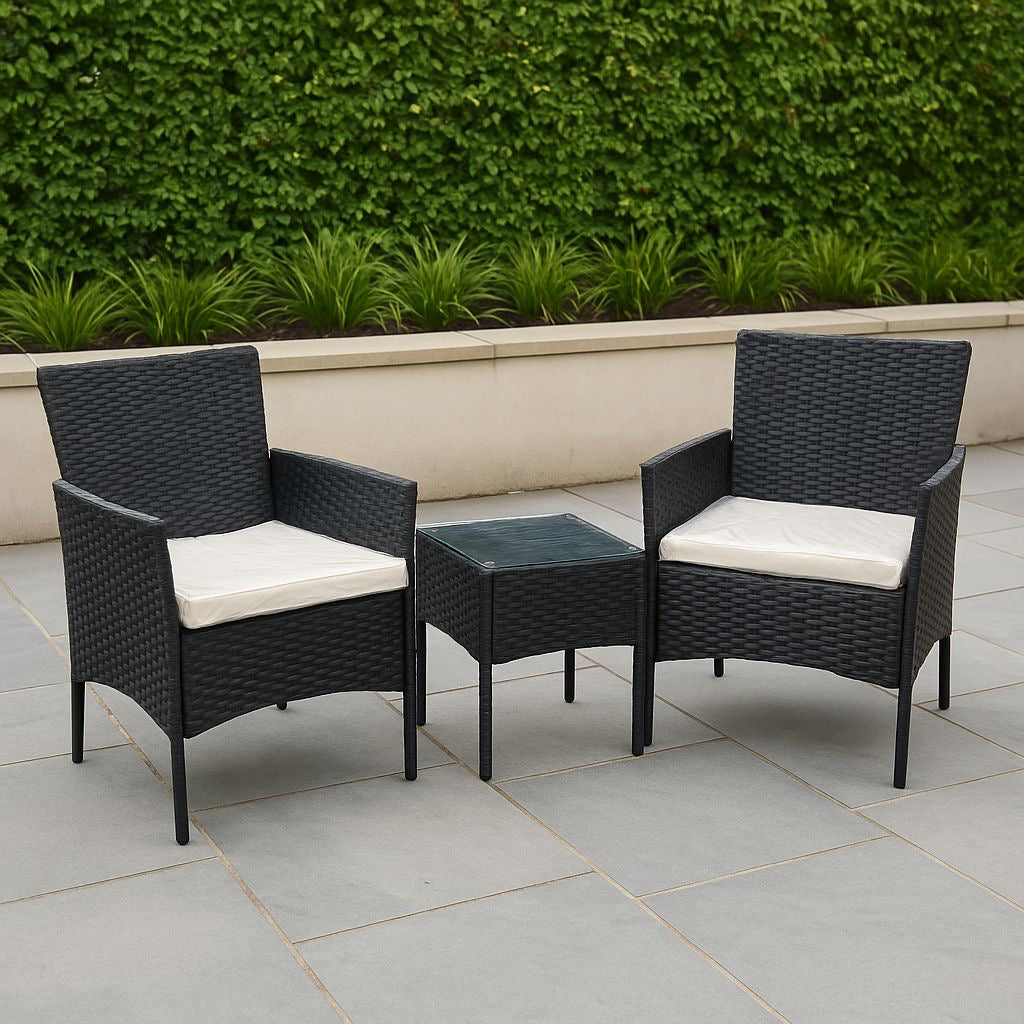 ⭐ Set de Terraza 3 Piezas – Ratán Sintético Premium (Cod.881108-1 Negro) 

💰 RD$8,995