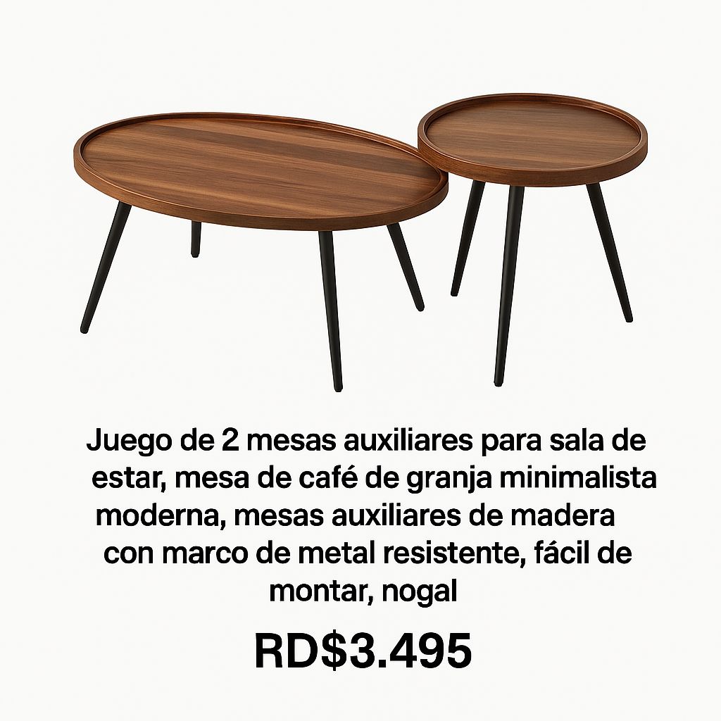🏠 Juego de 2 Mesas Auxiliares (Estilo Granja Moderna) Cod.2572
💰 RD$3,495