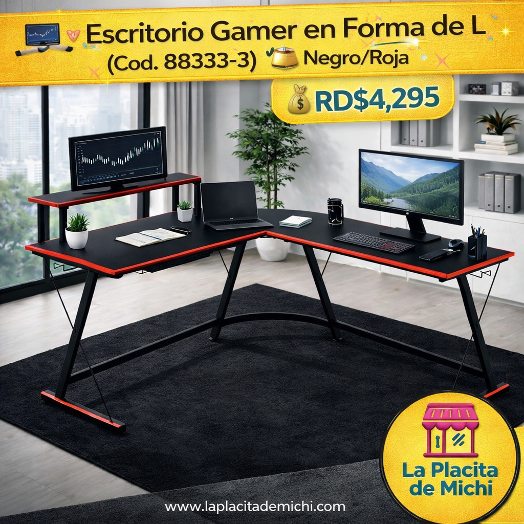 🎮🔥 MESA ESCRITORIO GAMER EN L – MÁS ESPACIO, MÁS CONTROL, MÁS NIVEL 🔥🎮
🆔 Cod. 88333-3
🎨 Color: Negro/Rojo

💰 Precio: RD$4,295