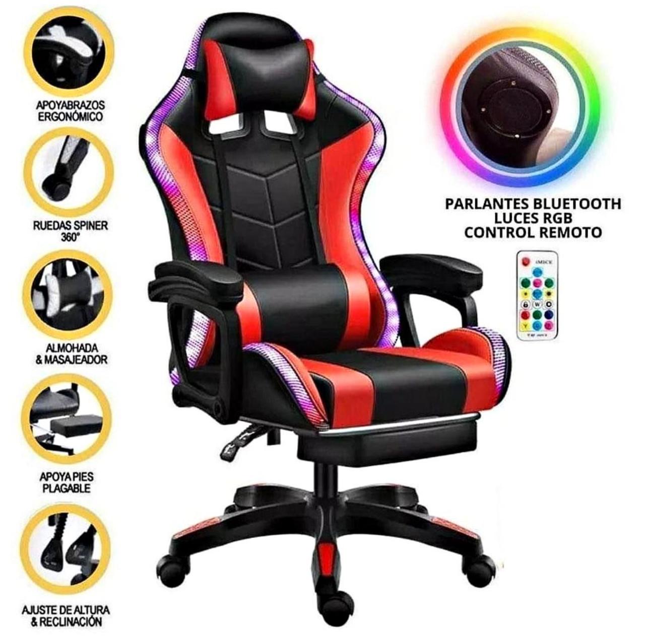 Silla Gammer Con Luz Y Reposa Pies  + Bocina Integrada  🔊 y Control