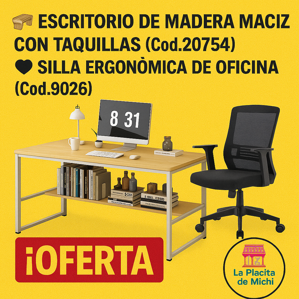 🔥 COMBO PREMIUM DE OFICINA – Productividad + Comodidad Sin Excusas 🔥

🪵 Escritorio de Madera Maciza con Taquillas (Cod.22754) + 🖤 Silla Ergonómica de Oficina (Cod.9026)

💰 Precio Combo: RD$7,495