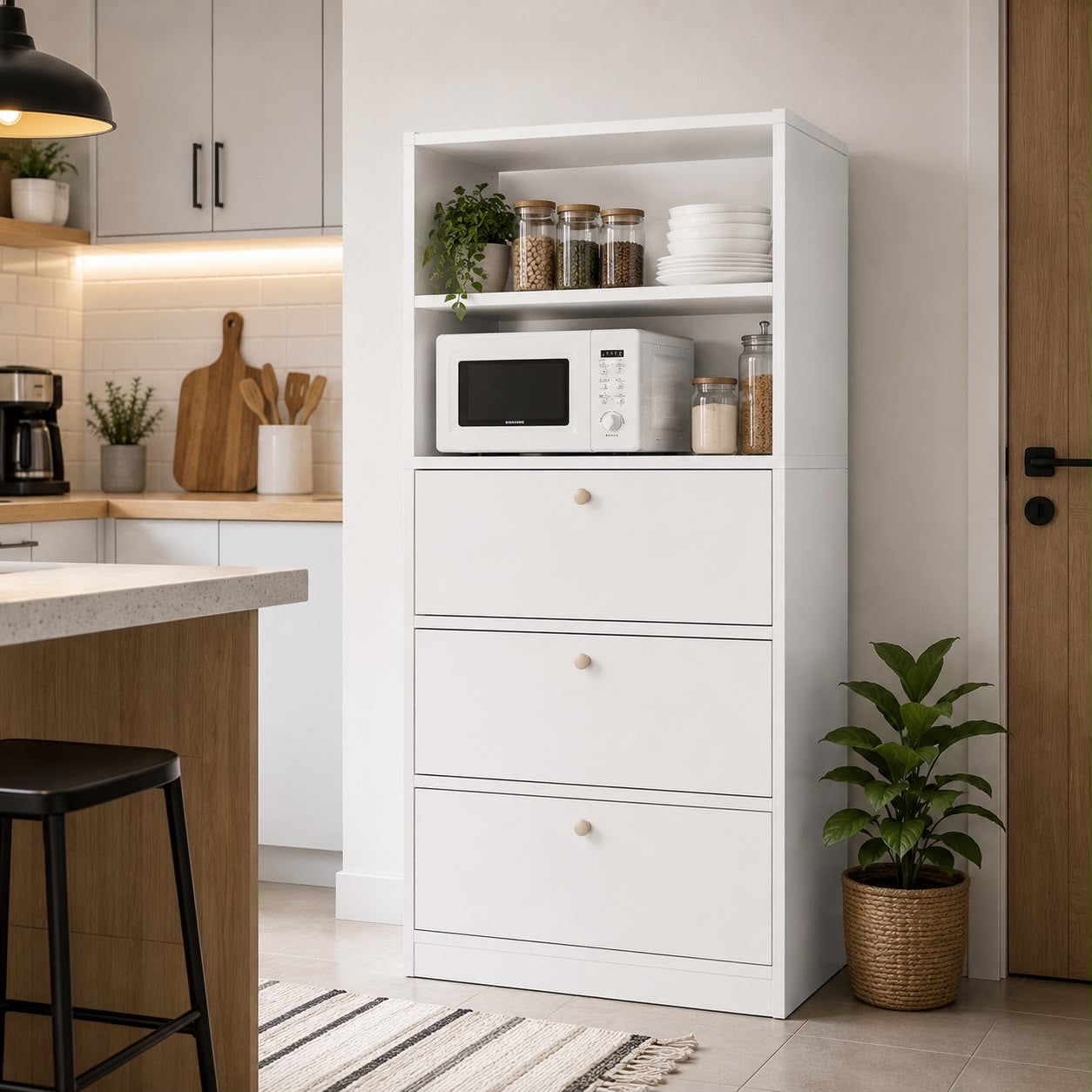 🍽️✨ ORGANIZADOR DE COCINA MULTIFUNCIONAL PARA MICROONDAS Y ALMACENAMIENTO ✨🍽️

🆔 Cod. 283261 BLANCO 

💰 RD$4,495