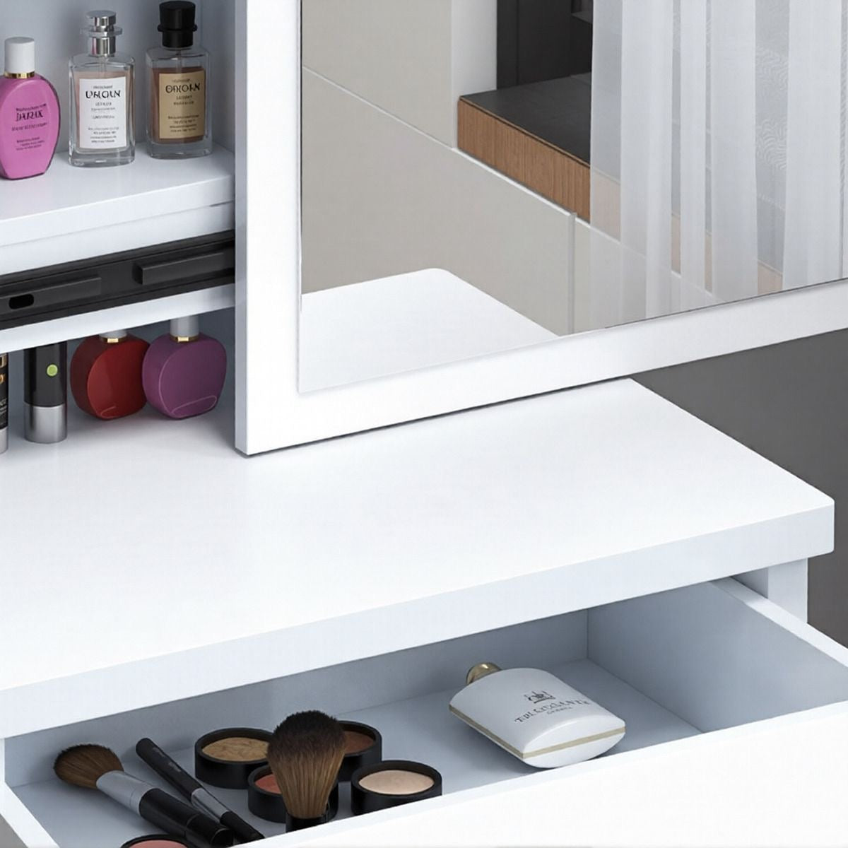 ✨ TOCADOR MODERNO CON ESPEJO Y ORGANIZADOR INTEGRADO ✨
(COD. 25123) BLANCO 

💰RD$5,495
