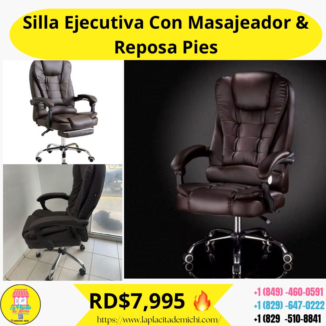 Silla Ejecutiva Con Masajeador y Reposa Pies
