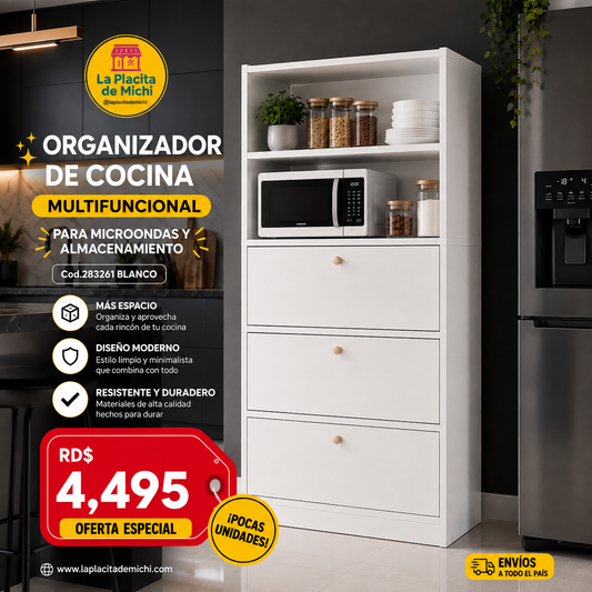 🍽️✨ ORGANIZADOR DE COCINA MULTIFUNCIONAL PARA MICROONDAS Y ALMACENAMIENTO ✨🍽️

🆔 Cod. 283261 BLANCO 

💰 RD$4,495