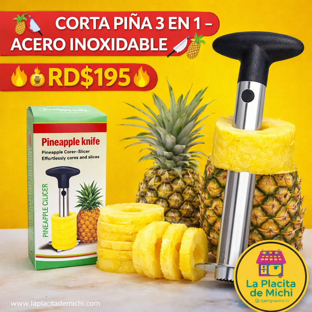 🍍🔪 CORTA PIÑA 3 EN 1 – ACERO INOXIDABLE 🔪🍍 (OFERTA FLASH 📸)

🔥💰RD$195 🔥