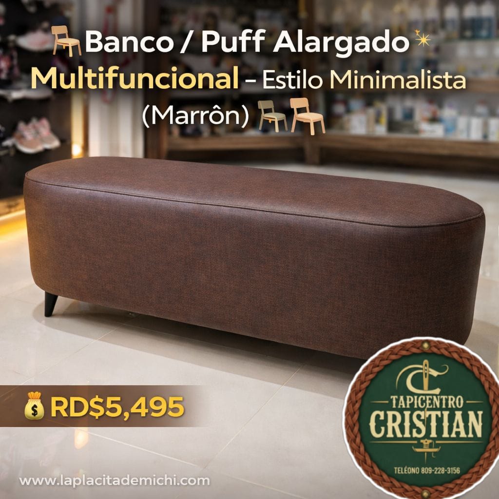 🪑✨ COMBO BANCO + 2 PUFFS REDONDOS – SET FUNCIONAL MINIMALISTA (MARRÓN) ✨🪑

💰RD$9,495
