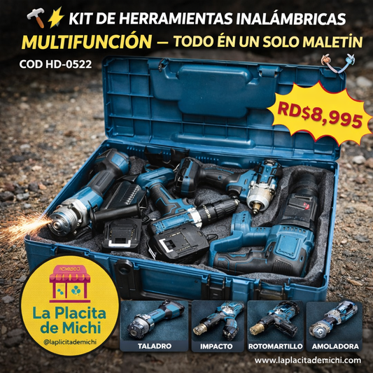 🔧⚡ KIT DE HERRAMIENTAS INALÁMBRICAS MULTIFUNCIÓN – TODO EN UN SOLO MALETÍN ⚡🔧
COD HD-0522

💰RD$8,995