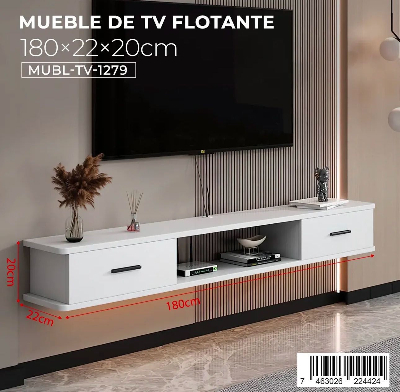 🔥 MUEBLE DE TV FLOTANTE *(180 CM)* MODERNO – LIMPIO, ELEGANTE Y FUNCIONAL 🔥 (Cod. 1279)

💰RD$4,995