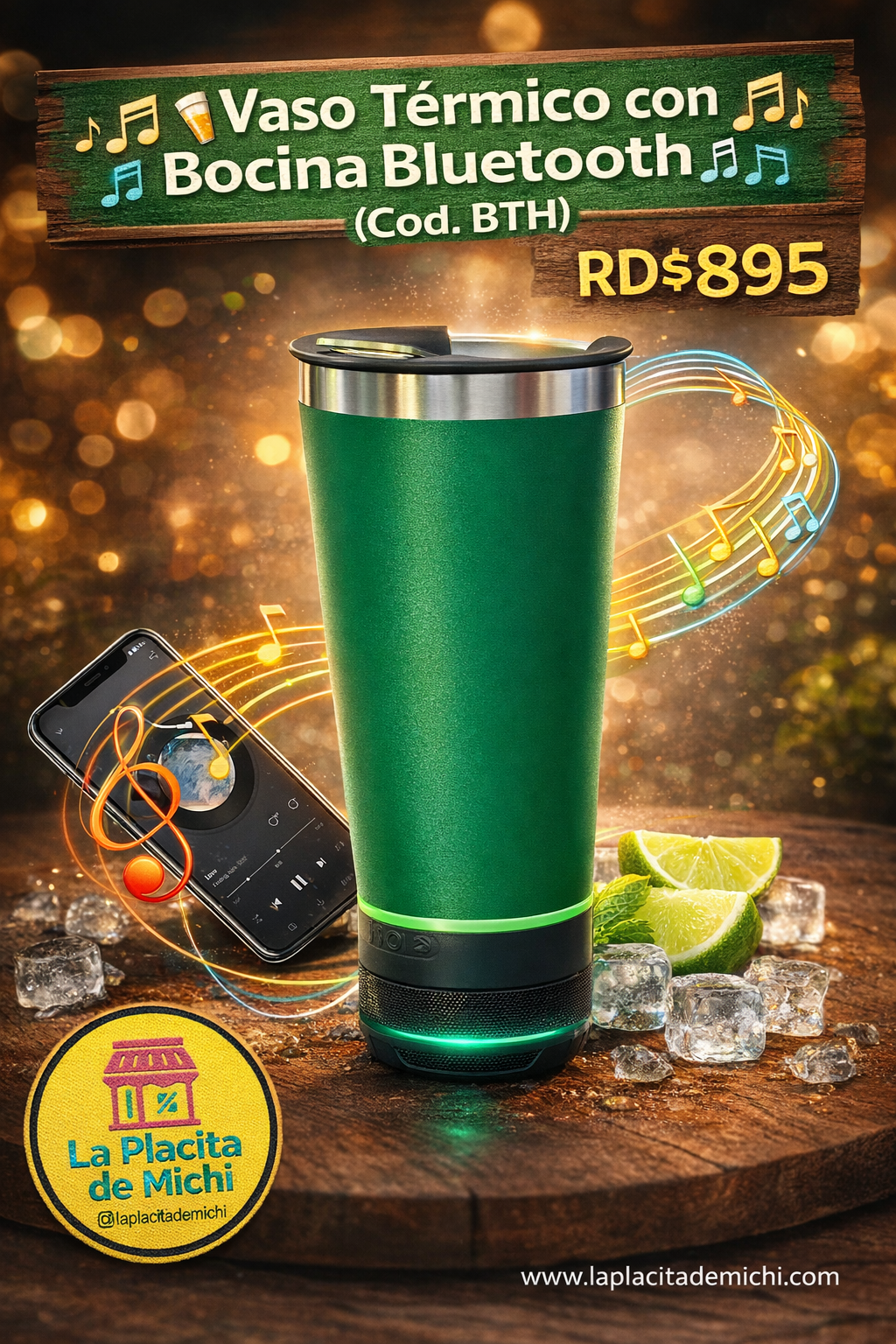 🎶🥤 Vaso Térmico con Bocina Bluetooth 🥤🎶(Cod. BTH)

💰RD$895