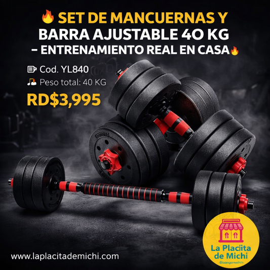 🔥 SET DE MANCUERNAS Y BARRA AJUSTABLE 40 KG – ENTRENAMIENTO REAL EN CASA 🔥

🆔 Cod. YL840
⚖️ Peso total: 40 KG

💰RD$3,995
