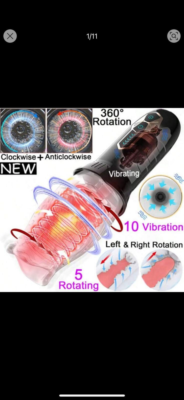 Masturbador Masculino 360º (10 Velocidades)