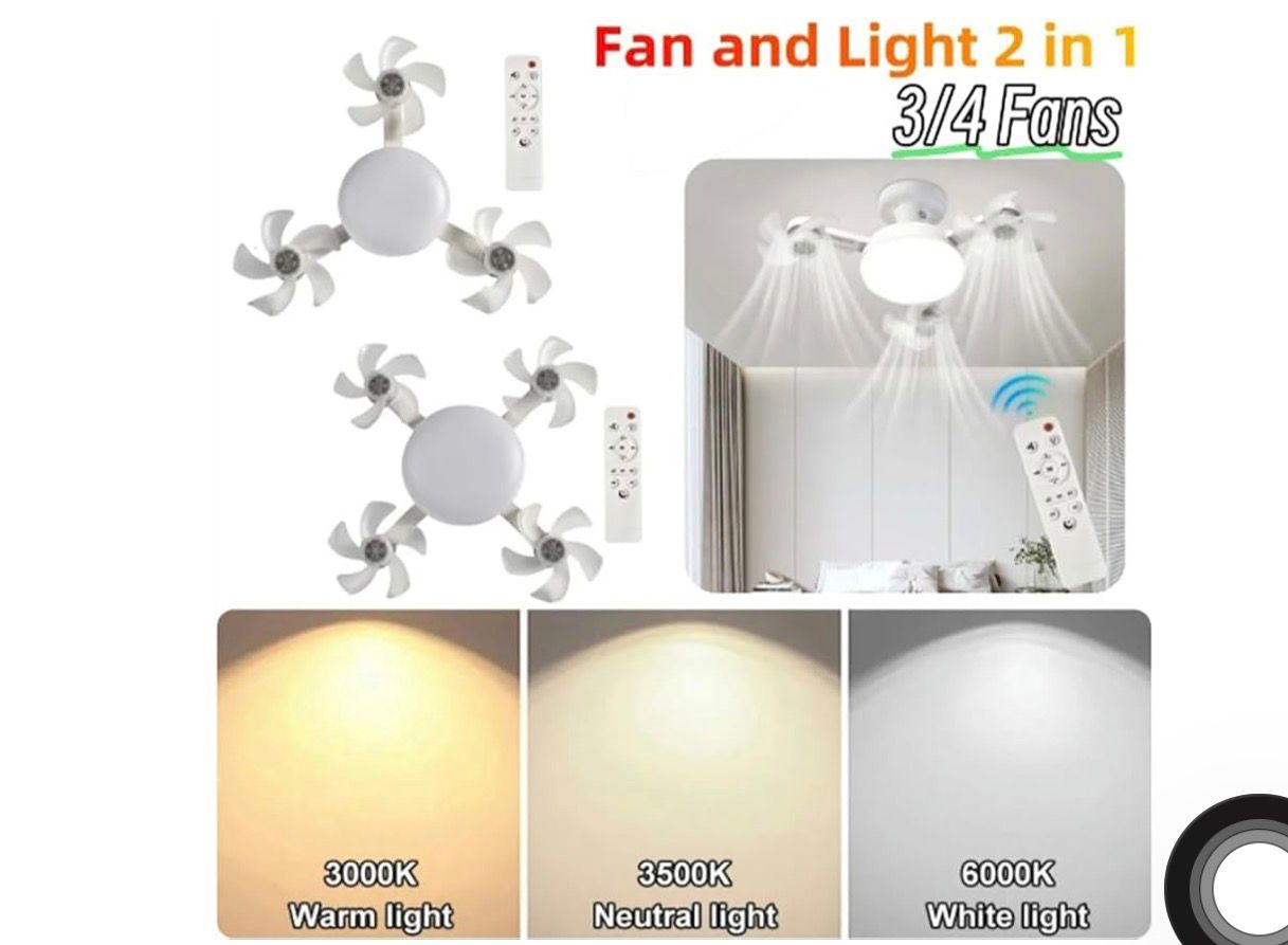 💡🌀 LÁMPARA VENTILADOR TIPO DRONE CON LUZ LED – 4 CABEZAS y Control 🕹️🌀💡

💰RD$1,495