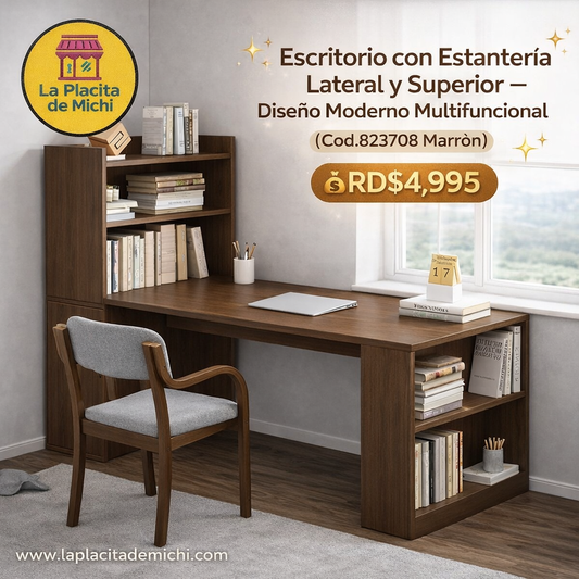 ✨ Escritorio con Estantería Lateral y Superior – Diseño Moderno Multifuncional (Cod.823708 Marrón)✨

💰RD$4,995