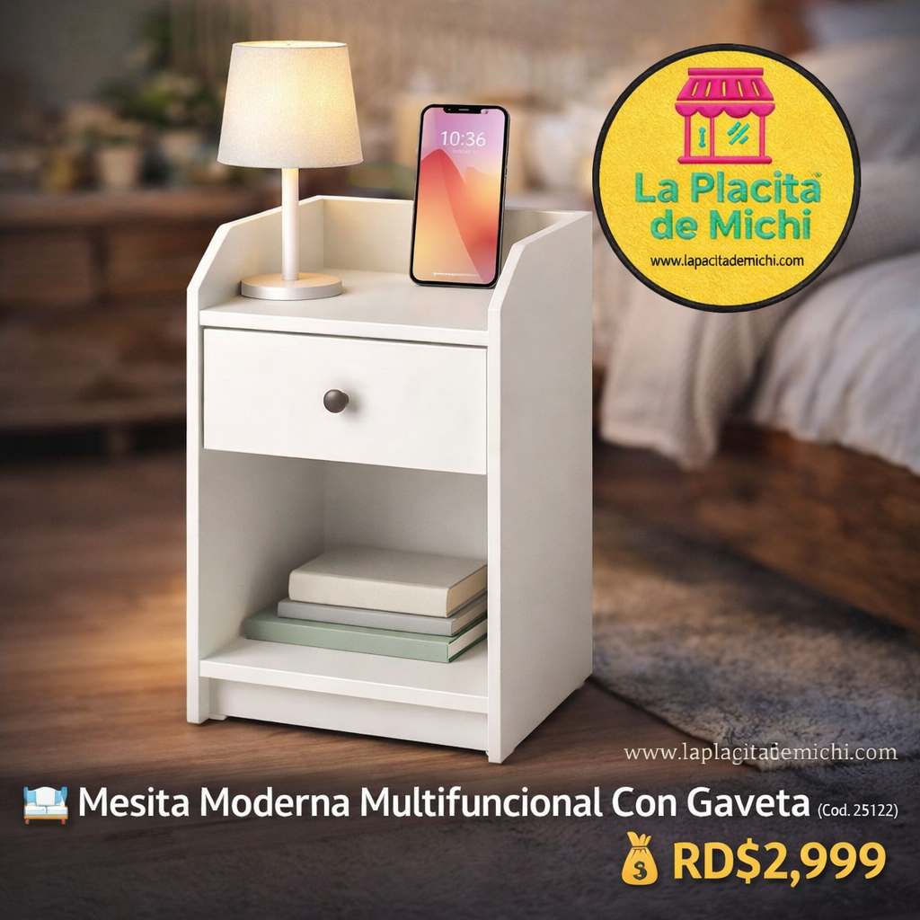 🛏️ Mesita Moderna Multifuncional Con Gaveta (Cod. 25122)
💰RD$2,495