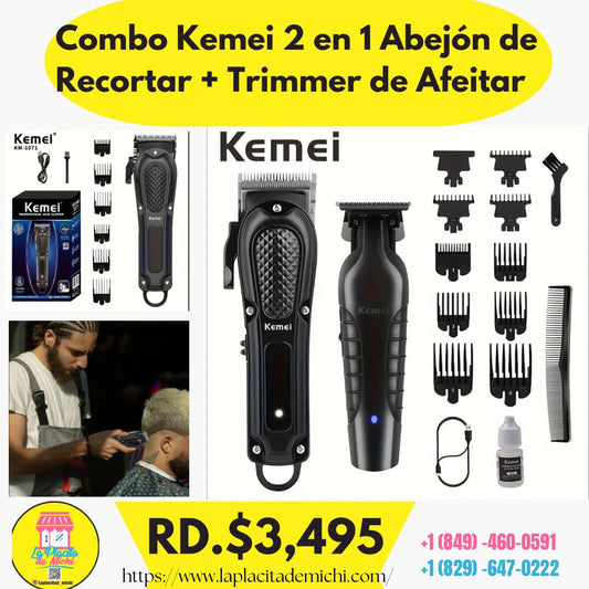 Combo Kemei 2 en 1 
Abejón de Recortar + Trimmer de Afeitar