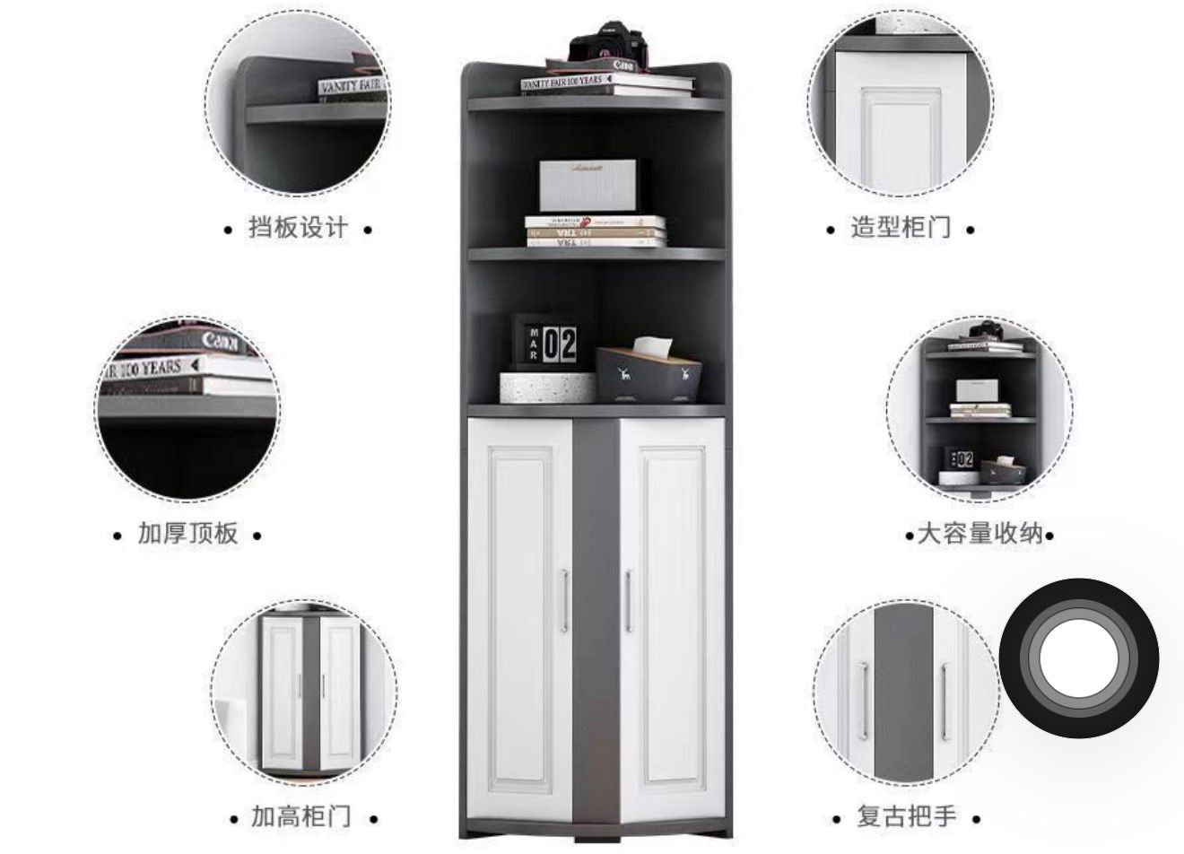 Gabinete Esquinero Premium – Elegancia que Transforma tu Espacio Gris con Blanco (Cod.290005-2)
💰RD$2,995