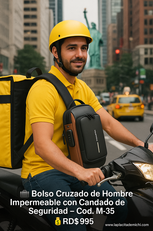 Bolso Cruzado de Hombre Impermeable y Candado de Seguridad  
(Cod.M-35)